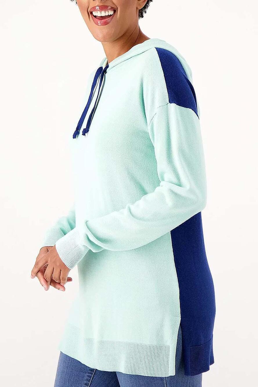 Belle by Kim Gravel Two-Toned Hoodie Size X-Small Tunic Sweater Eggshell Blue